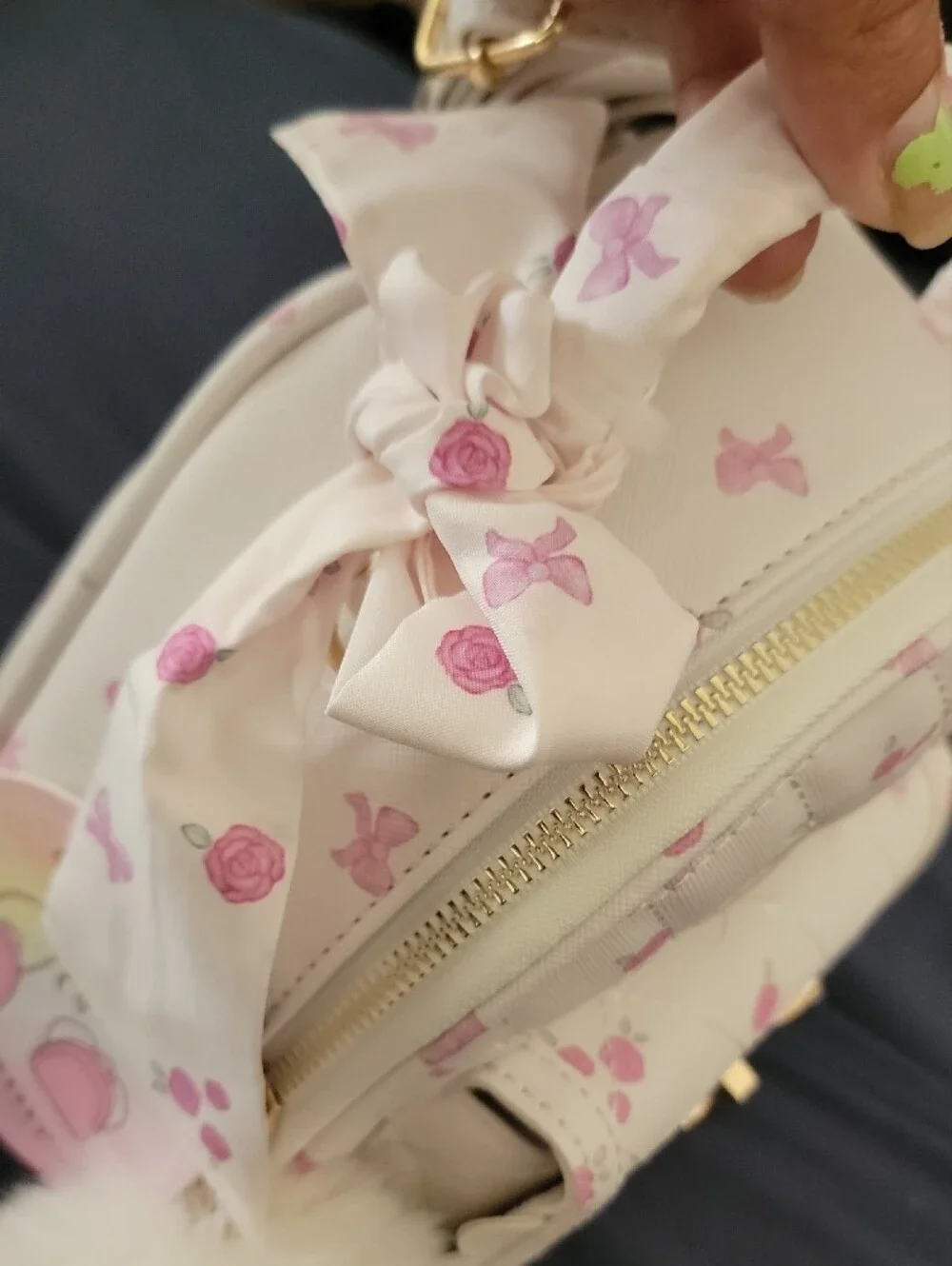 Under One Sky White & Pink Mini Kids Backpack with Gold Bow